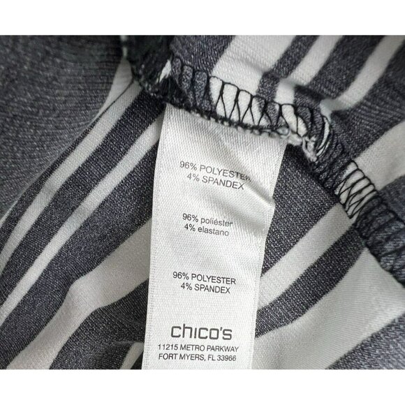 Chicos Tunic Top 3 US XL Black White Mixed Print Layered 3/4 Sleeve Stretch Art - Picture 4 of 6